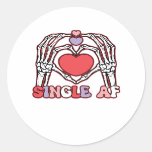 Af Skeleton Hands Valentines Day Classic Round Sticker