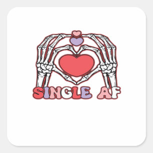 Af Skeleton Hands Valentines Day Classic Square Sticker