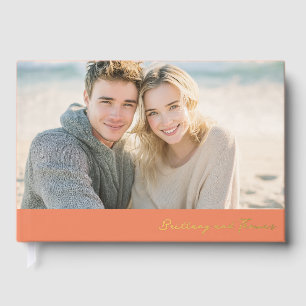 Affectionate Beige Beach Photo Guest Book