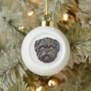 Affenpinscher 3D Inspired Ceramic Ball Christmas Ornament