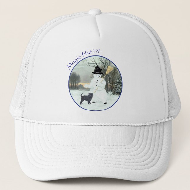 Affenpinscher and Snowman Trucker Hat (Front)