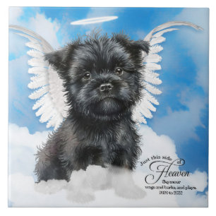 Affenpinscher Angel Dog Personalized Pet Memorial Tile