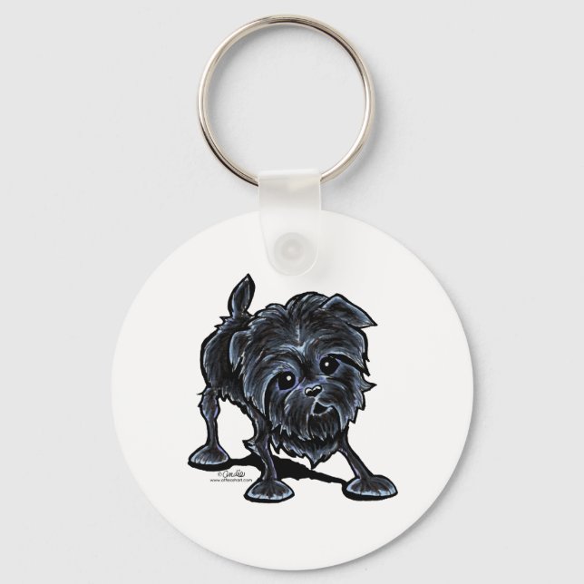 Affenpinscher at Play Keychain (Front)