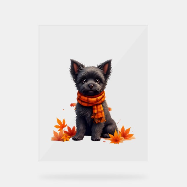Affenpinscher Au Coeur Fait De Feuilles D'Automne (Recto)