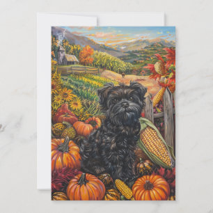 Affenpinscher Autumn Harvest Thanksgiving Dog Holiday Card