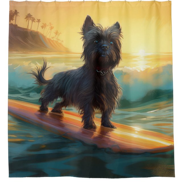Affenpinscher Beach Surfing Painting (Front)