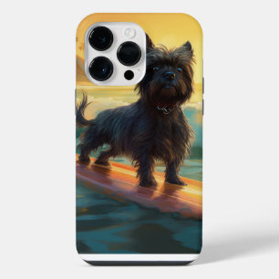 Affenpinscher Beach Surfing Painting iPhone 14 Pro Max Case