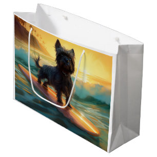 Affenpinscher Beach Surfing Painting Large Gift Bag
