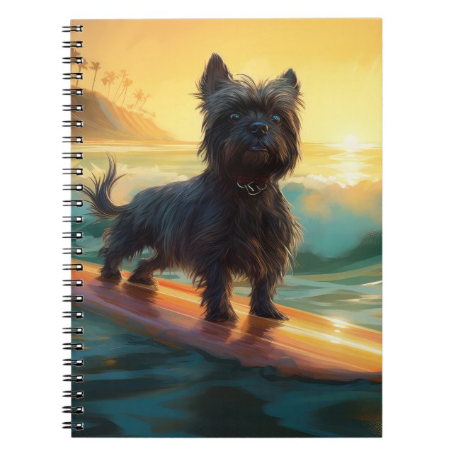 Affenpinscher Beach Surfing Painting Notebook (Front)