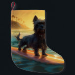 Affenpinscher Beach Surfing Painting Small Christmas Stocking<br><div class="desc">Immerse yourself in the playful world of canine adventure with this captivating painting. A spirited dog takes to the waves, skilfully riding the surf on a sun-kissed beach. The vibrant artwork beautifully captures the essence of beachside excitement as the dog fearlessly rides the waves, embodying the spirit of fun and...</div>