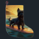 Affenpinscher Beach Surfing Painting Small Christmas Stocking<br><div class="desc">Immerse yourself in the playful world of canine adventure with this captivating painting. A spirited dog takes to the waves, skilfully riding the surf on a sun-kissed beach. The vibrant artwork beautifully captures the essence of beachside excitement as the dog fearlessly rides the waves, embodying the spirit of fun and...</div>