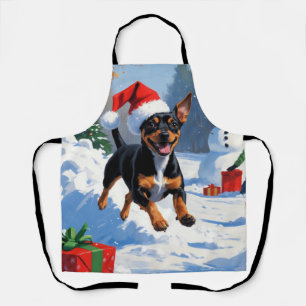 Affenpinscher Christmas Festive Snow Scene Apron