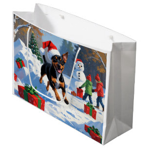 Affenpinscher Christmas Festive Snow Scene Large Gift Bag