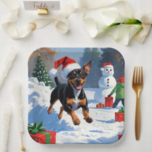 Affenpinscher Christmas Festive Snow Scene Paper Plate
