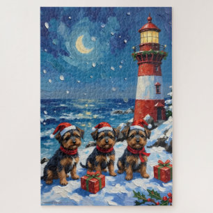Affenpinscher Christmas Lighthouse Holiday Jigsaw Puzzle