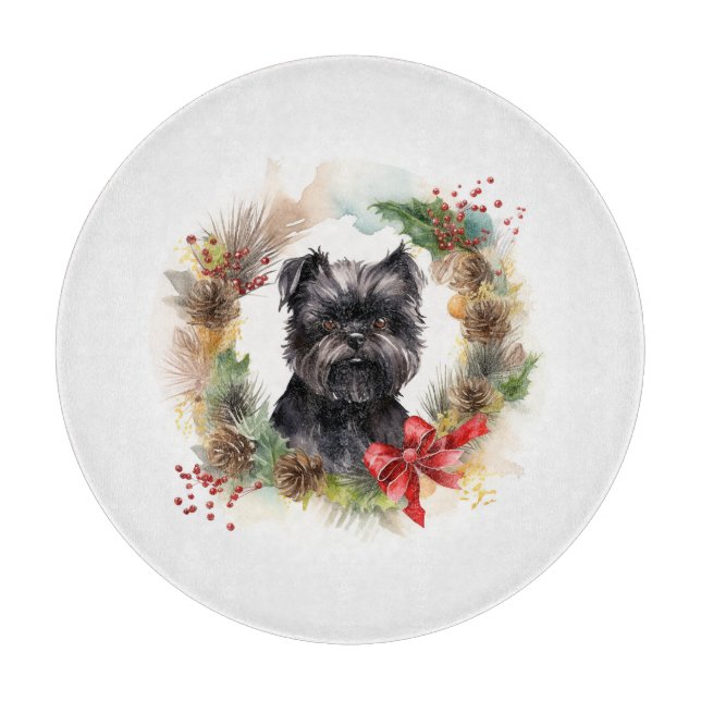 Affenpinscher Christmas Wreath Festive Pup Cutting Board (Front)