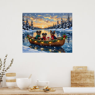 Affenpinscher Dog Christmas Boat Holiday Poster