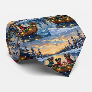 Affenpinscher Dog Christmas Boat Holiday Tie