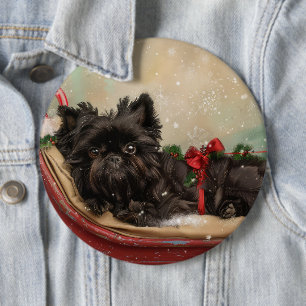 Affenpinscher Dog Christmas Festive 6 Inch Round Button