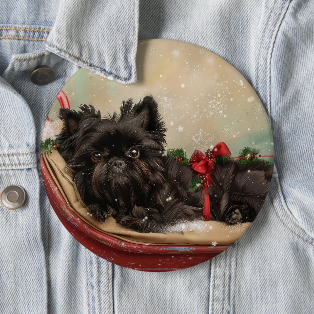 Affenpinscher Dog Christmas Festive 6 Inch Round Button (In Situ)