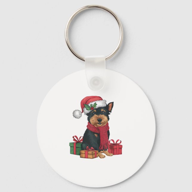 Affenpinscher Dog Christmas Outfits Santa Hat Dog  Keychain (Front)