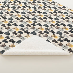 Affenpinscher Dog Faces Collage Pattern Sherpa Blanket