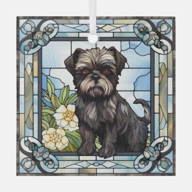 Affenpinscher Dog  Glass Ornament (Front)