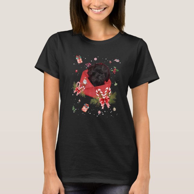 Affenpinscher Dog In Christmas Card Ornament Pajam T-Shirt (Front)