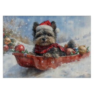 Affenpinscher Dog in Sledge Let it Snow Christmas Cutting Board