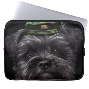 Affenpinscher dog in St. Patrick's Day Dress Laptop Sleeve
