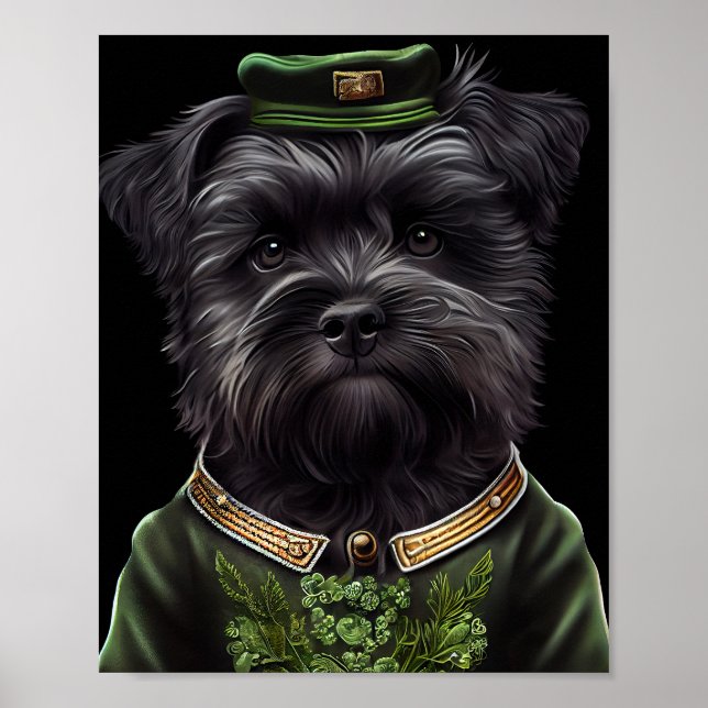 Affenpinscher dog in St. Patrick's Day Dress Poster (Front)