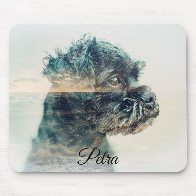 Affenpinscher Dog MOM Summer Beach Photo Effect Mouse Pad (Front)