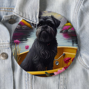 Affenpinscher Dog on a Paddle: A Scenic Adventure 6 Inch Round Button
