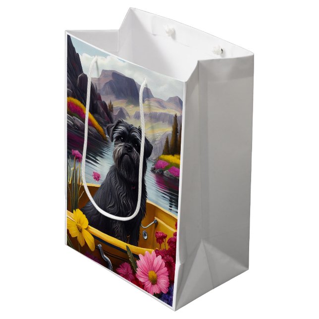 Affenpinscher Dog on a Paddle: A Scenic Adventure Medium Gift Bag (Front Angled)