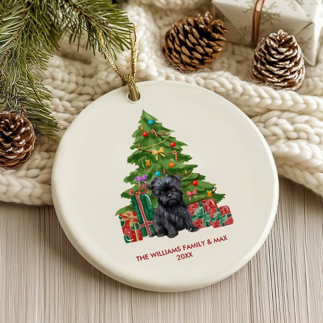 Affenpinscher Dog Personalized Christmas Ceramic Ornament (Creator Uploaded)