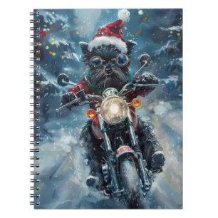 Affenpinscher Dog Riding Motorcycle Christmas Notebook