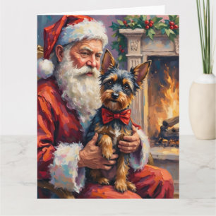 Affenpinscher Dog Santa Claus Festive Christmas Card