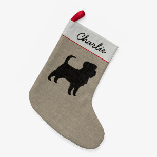Affenpinscher Dog Silhouette Personalized Holiday Small Christmas Stocking