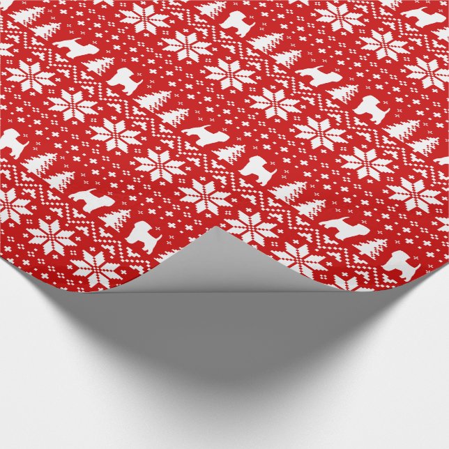 Affenpinscher Dog Silhouettes Christmas Pattern Wrapping Paper (Corner)