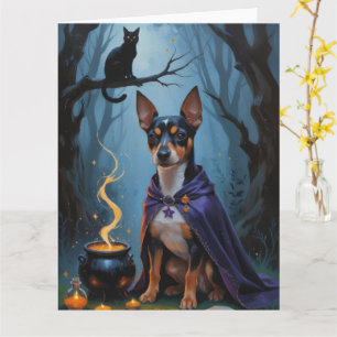 Affenpinscher Dog Whimsical Halloween Painting Card