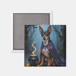 Affenpinscher Dog Whimsical Halloween Painting Magnet