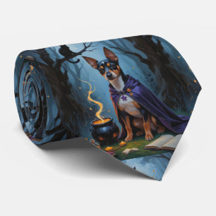 Affenpinscher Dog Whimsical Halloween Painting Tie