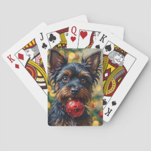 Affenpinscher Dog with Christmas Ornament Playing Cards