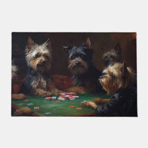 Affenpinscher Dogs Playing Poker Art Doormat