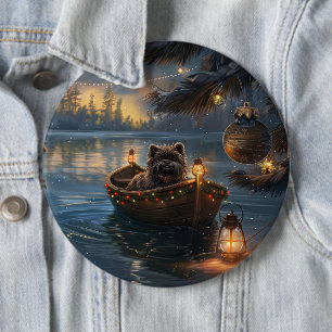 Affenpinscher Festive Christmas Voyage 6 Inch Round Button