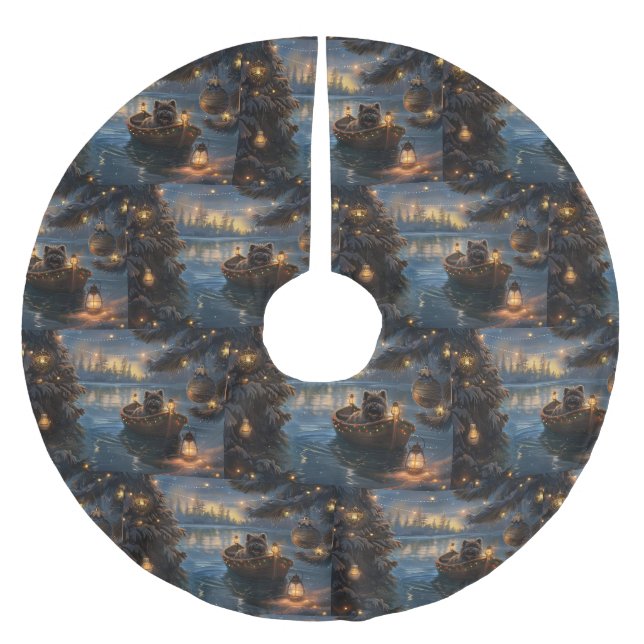 Affenpinscher Festive Christmas Voyage Brushed Polyester Tree Skirt (Front)