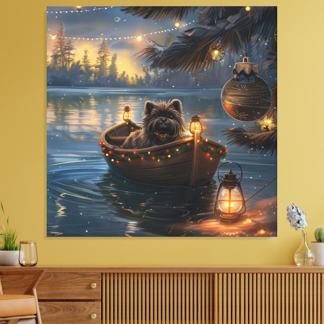 Affenpinscher Festive Christmas Voyage Canvas Print (Insitu(LivingRoom))