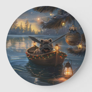 Affenpinscher Festive Christmas Voyage Large Clock