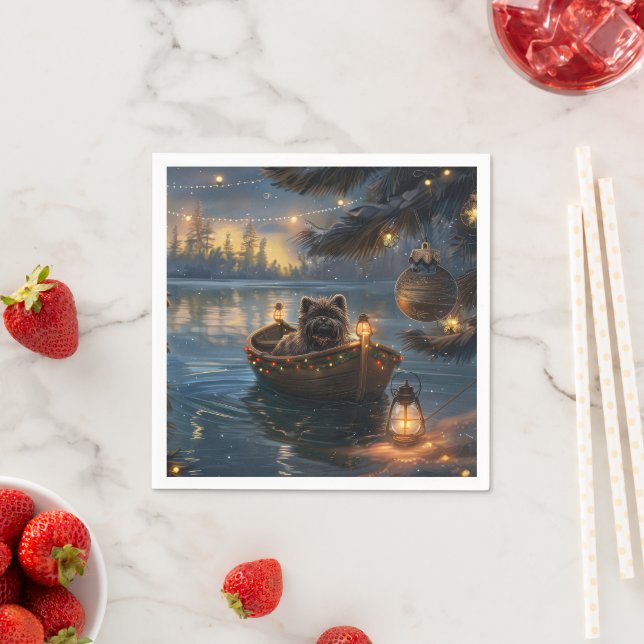 Affenpinscher Festive Christmas Voyage Napkin (Insitu)
