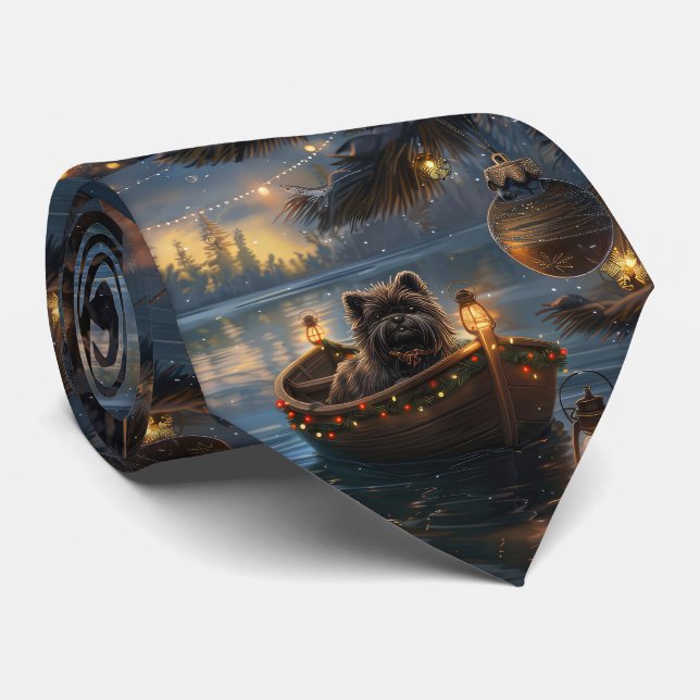 Affenpinscher Festive Christmas Voyage Tie (Rolled)